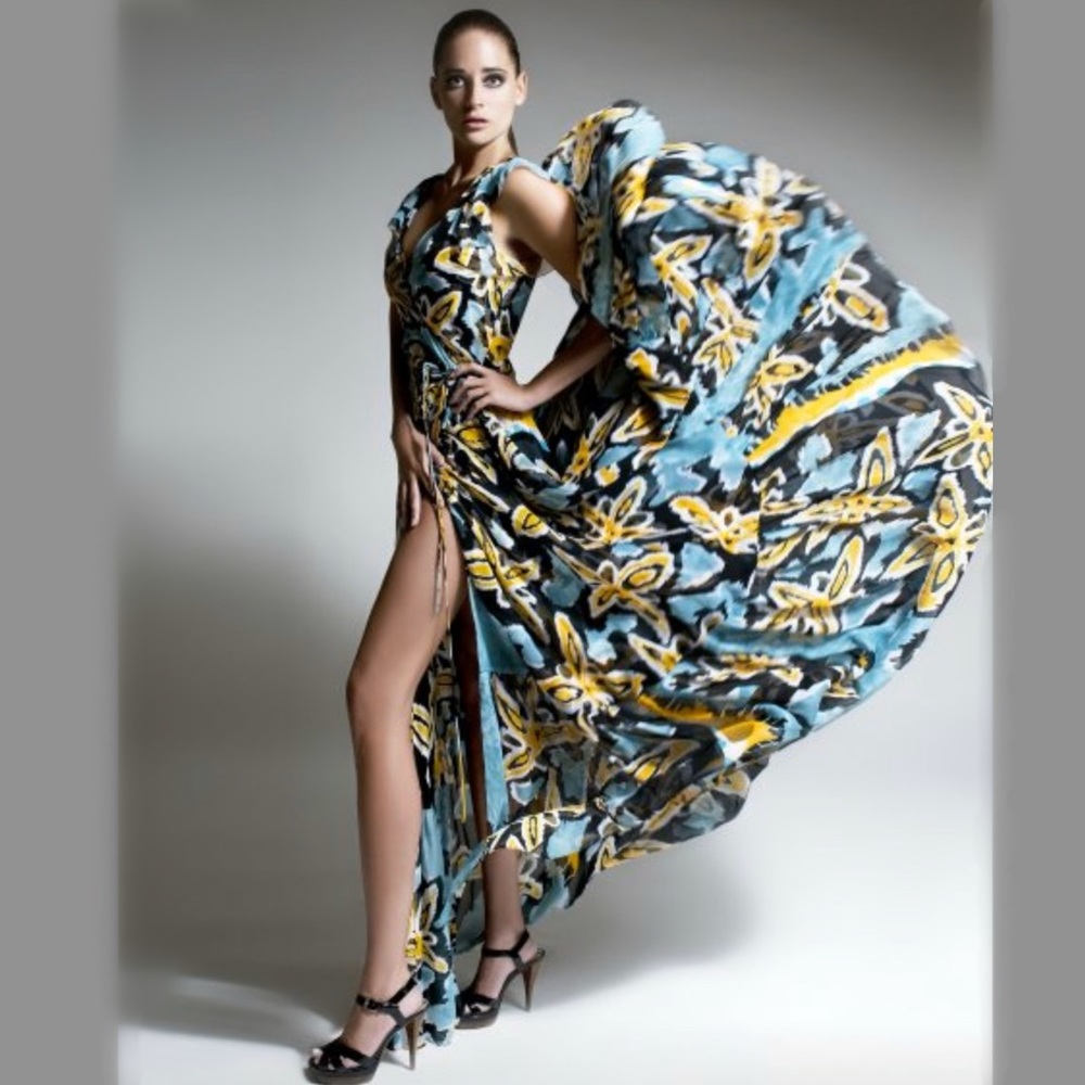 Diane Von Furstenberg long patterned wrap dress